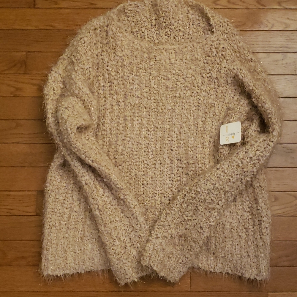 Pink and silver fuzzy sweater. New with tags.